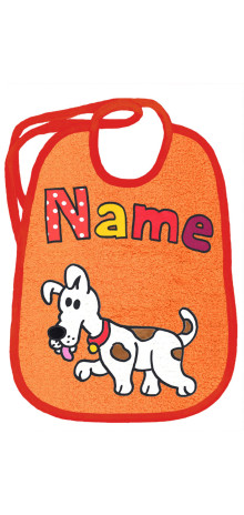 Hund Flecki auf orange